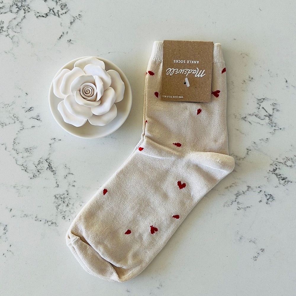 Madewell Shimmer Ankle Socks in Petal Hearts - Picture 1 of 8